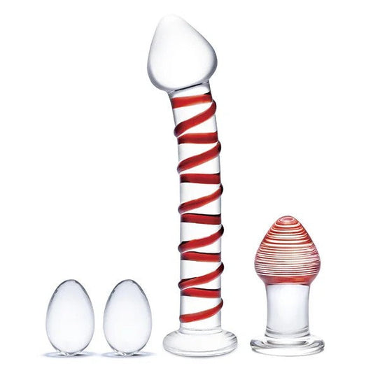 GlasMr.Swirly4pcSetwithGlassKegelBalls&ButtPlug