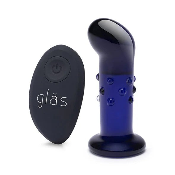 GlasRechargeableRemoteControlledVibratingDottedG-Spot/P-SpotPlug