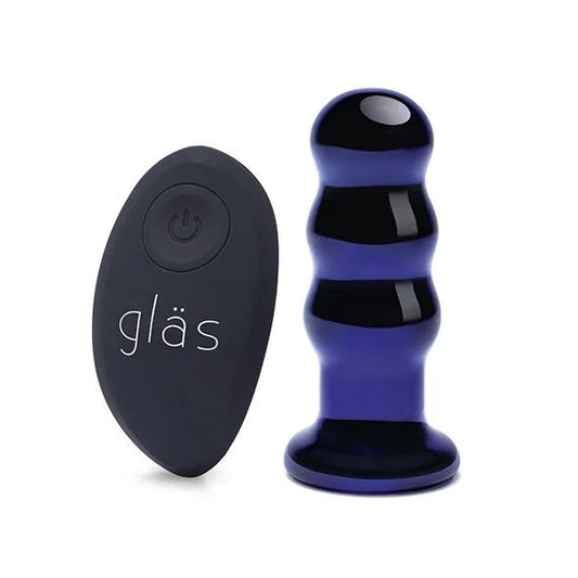 GlasRechargeableRemoteControlledVibratingBeadedButtplug