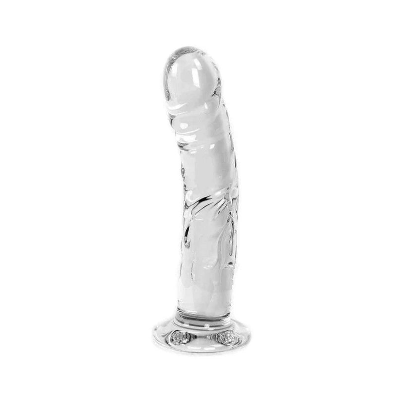 GlassDildoClearPenisRound