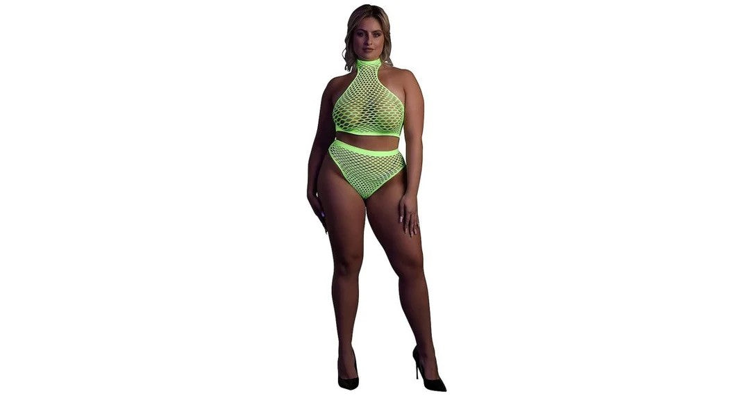 GlowInTheDarkTurtleNeckAndHighWaistSlipGreen