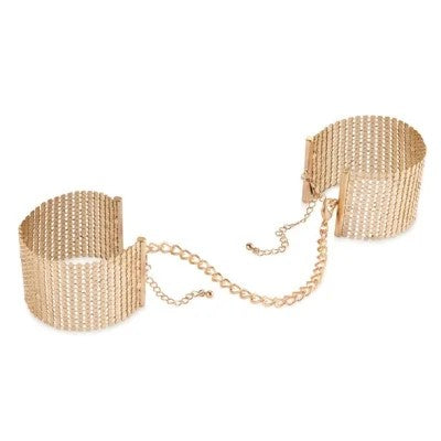 GoldMetallicMeshHandcuffs|Bijoux
