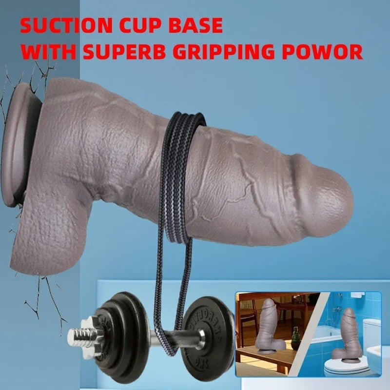 GrauerrealistischerMonsterdildo-PlugausSilikonmitSaugnapf–G-Punkt-StimulationsspielzeugfürFrauen