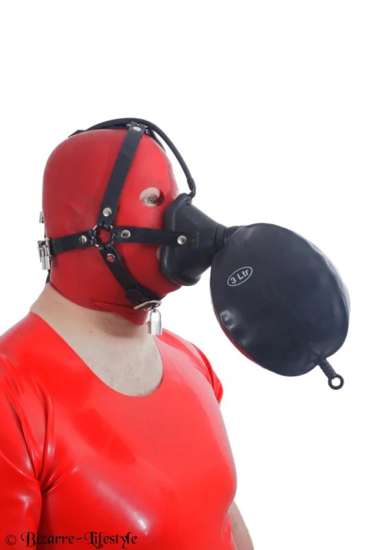 GummiKopfgeschirrmitNarkosemaskeundAtembeuteluniabschließbarmit3LiterAtembeutelohneSchlösser