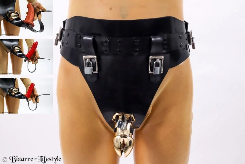 GummiSchrittgurtMystimElektroKeuschheitskäfigefürfestePlugs/DildosundVac-u-Lock