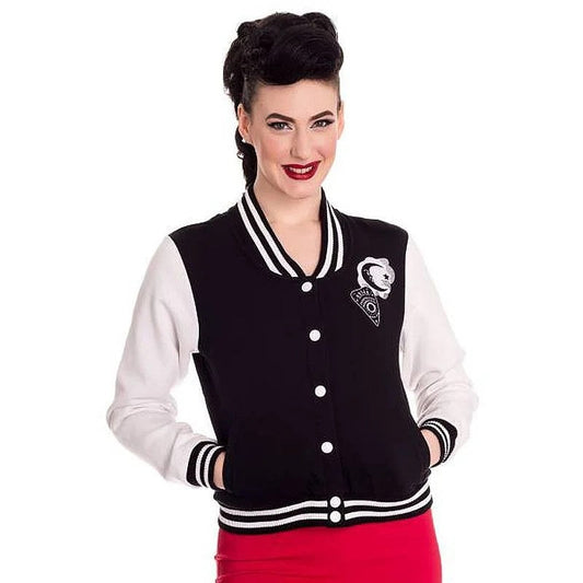HellBunnyCollegejacke“Ouija”black/white