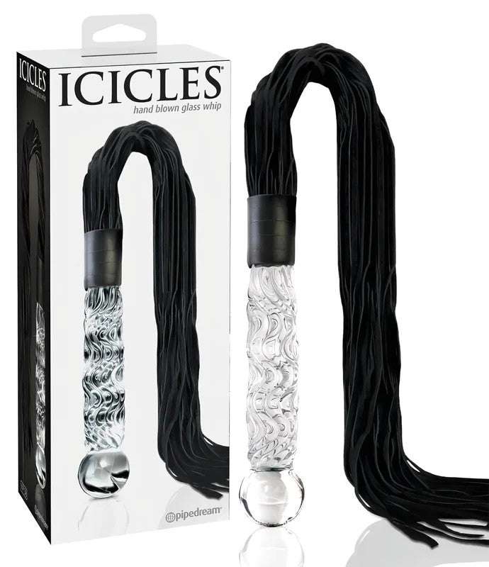 IciclesNo.38–Lederpeitsche&Glasdildo(klar-schwarz)