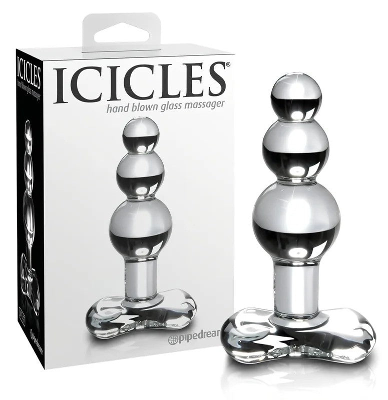 IciclesNo.47–dreifach-perlen,GlasAnalplug(transparent)