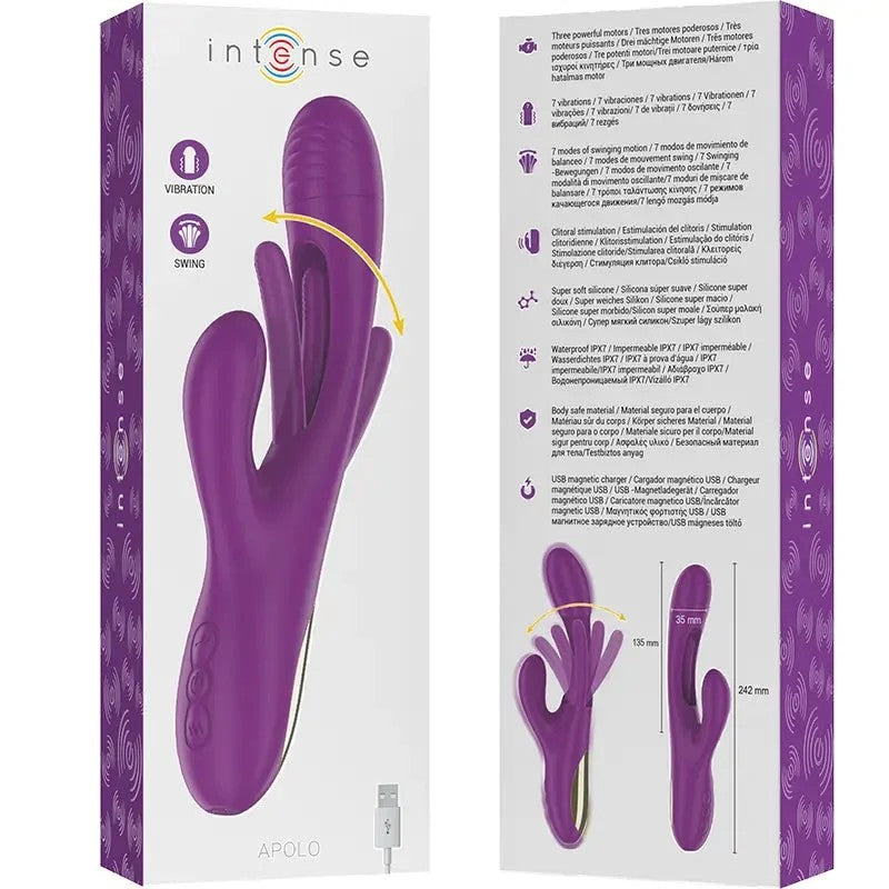 INTENSE–APOLOWIEDERAUFLADBARERMULTIFUNKTIONSVIBRATOR7VIBRATIONENMITLILASCHWINGENDERZUNGE
