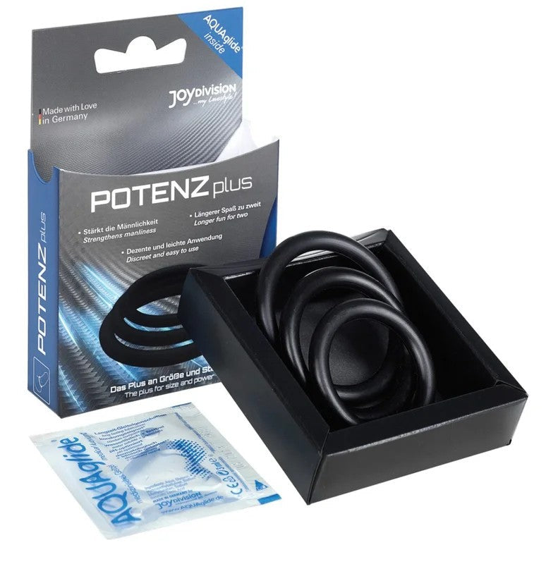 JOYDIVISIONPOTENZplusPenisringblack3erSet
