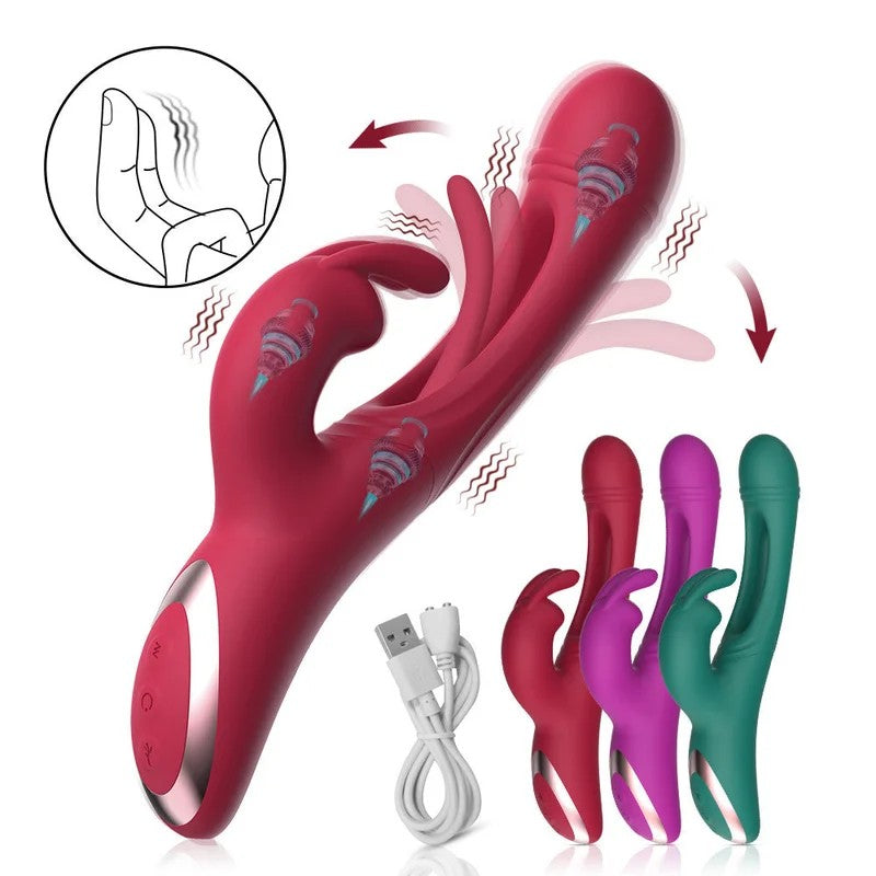 Kaninchen-Klitoris-G-Punkt-Vibrator–vibrierenderDildo,kitzelnd,flatterndesProstata-Massagegerät