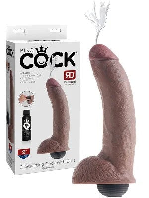 KingCock–9inchSquirtingCockwithBallsBrown