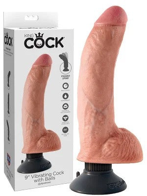 KingCock–9inchVibratingCockwithBallsNatur