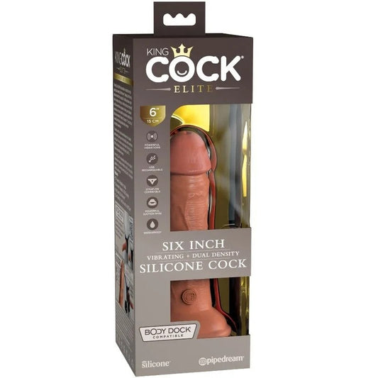 KINGCOCK–ELITEREALISTISCHERDILDOMITVIBRATIONUNDSILIKON15.2CMKARAMELL
