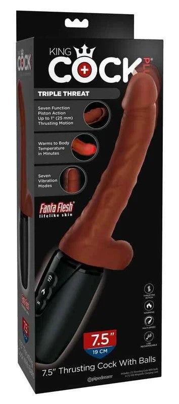 KingCockPlus7,5″ThrustingwithBallsBrown