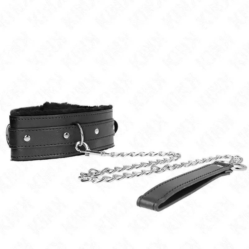 KINK–HALSBANDMITLEINE65CMMITEINSCHRÄNKUNGENSCHWARZ36-42CMX5,5CM
