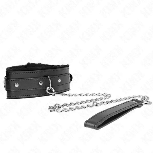 KINK–HALSBANDMITLEINE65CMMITEINSCHRÄNKUNGENSCHWARZ36-42CMX5,5CM