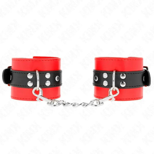 KINK–HANDGELENKFESSELNROTMITSCHWARZEMGÜRTELVERSTELLBAR17-28CMX6CM