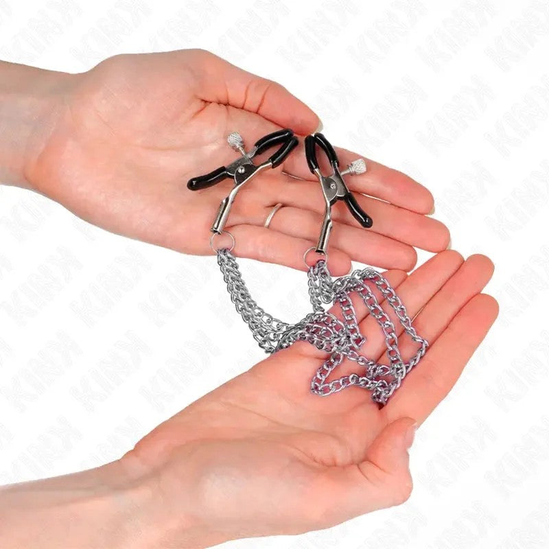 KINK–NIPPELKLEMMENMIT3KETTENSILBER20/23/28CM