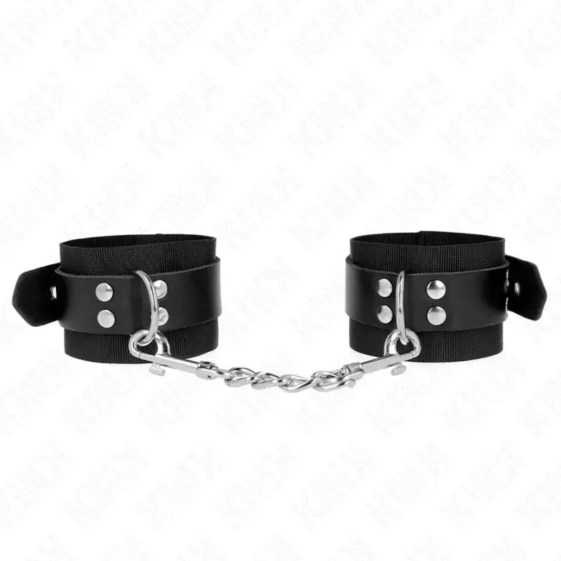KINK–NYLONHANDGELENKFESSELNSCHWARZMITLEDERGURTESCHWARZVERSTELLBAR19-29CMX5,1CM