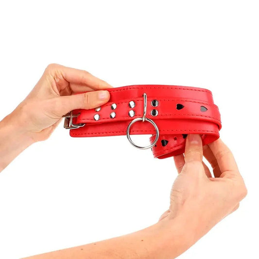 KINK–ROTEHANDGELENKSFESSELNMITSCHWARZERHERZEINLAGE,VERSTELLBAR21-28CMX5,5CM
