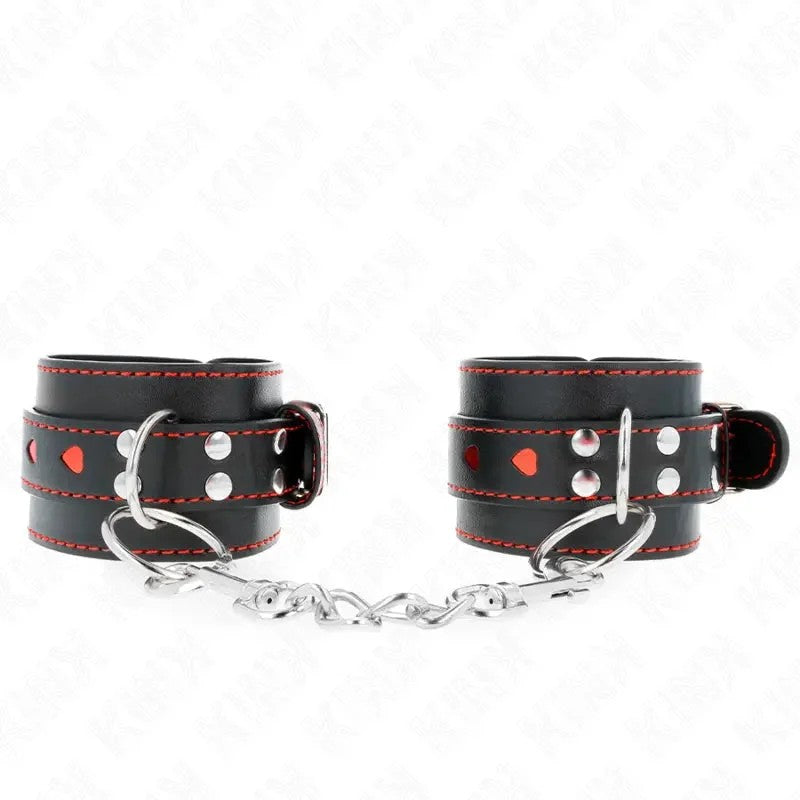 KINK–SCHWARZEHANDGELENKFESSELNMITROTERHERZEINLAGE,VERSTELLBAR21-28CMX5,5CM