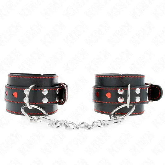 KINK–SCHWARZEHANDGELENKFESSELNMITROTERHERZEINLAGE,VERSTELLBAR21-28CMX5,5CM