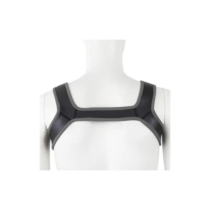 KinkHarnessDoubleShoulderWideStrapsHarnessBeltschwarz-grau