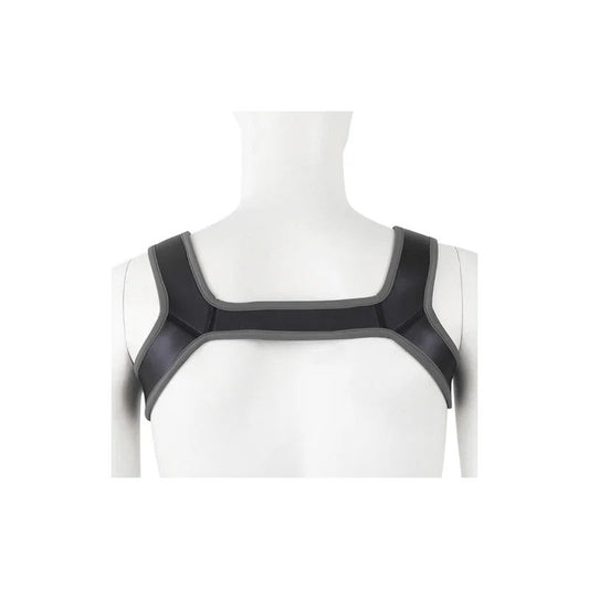 KinkHarnessDoubleShoulderWideStrapsHarnessBeltschwarz-grau