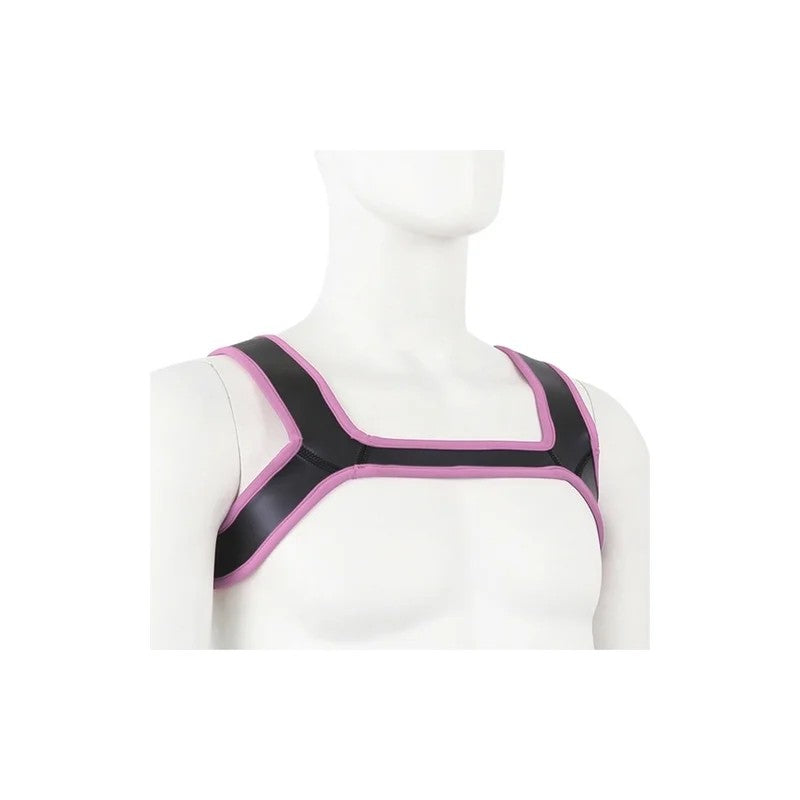 KinkHarnessDoubleShoulderWideStrapsHarnessBeltschwarz-rosa