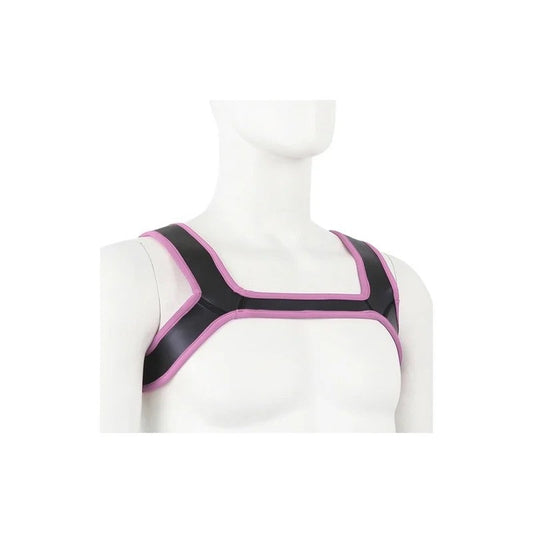 KinkHarnessDoubleShoulderWideStrapsHarnessBeltschwarz-rosa