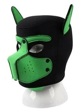 KinkyPuppyneoprenemaskDogOnBlack-Green