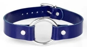 KinkySabine–Lederhalsbandblau/silber‚mittel‘