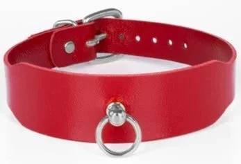 KinkySabine–Lederhalsbandrot/silber