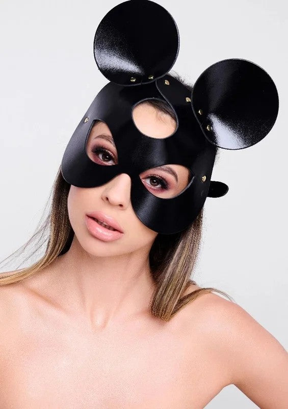 KinkySabine–Ledermaske„Mausi“schwarz/gold