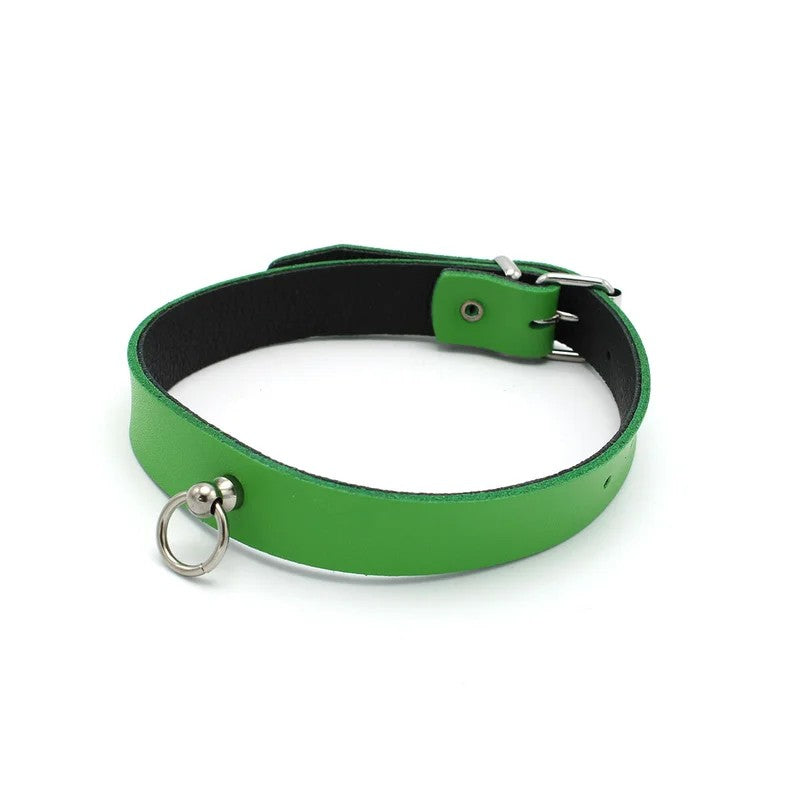 KiotosLeatherCollarMiniO-RingGreen