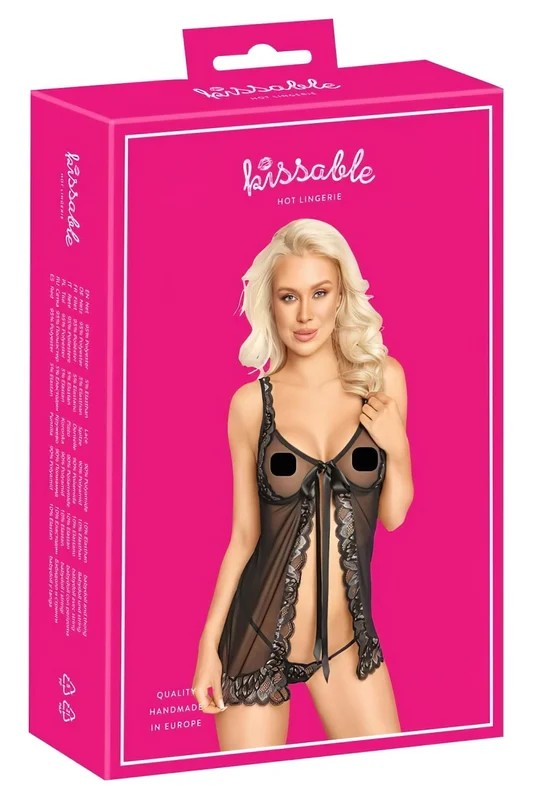 Kissable–offenesBabydoll(schwarz)