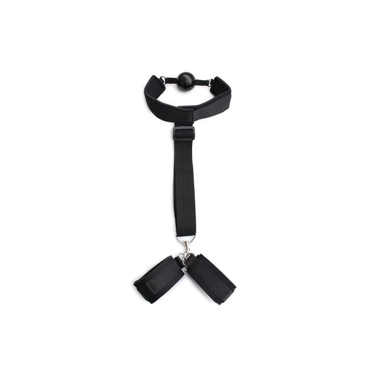 KNEBELBALLMITHANDSCHELLEN,SCHWARZVONLATETOBEDBDSMLINE