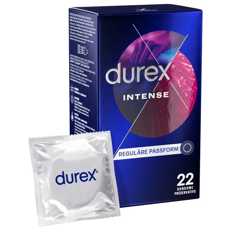 Kondome„IntenseOrgasmic“mitMinzaroma&genoppterOberfläche(Ø56mm/22Stk.)vonDurex