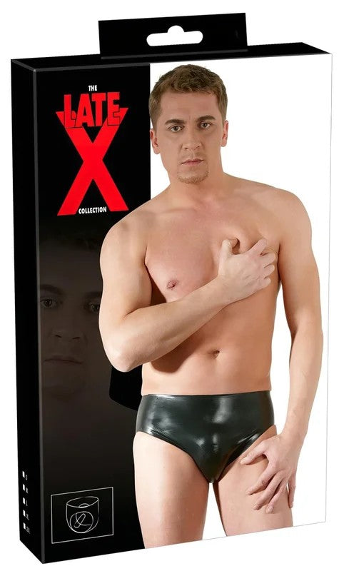 LATEX–Herren-SlipmitinternemAnal-Dildo(schwarz)–L