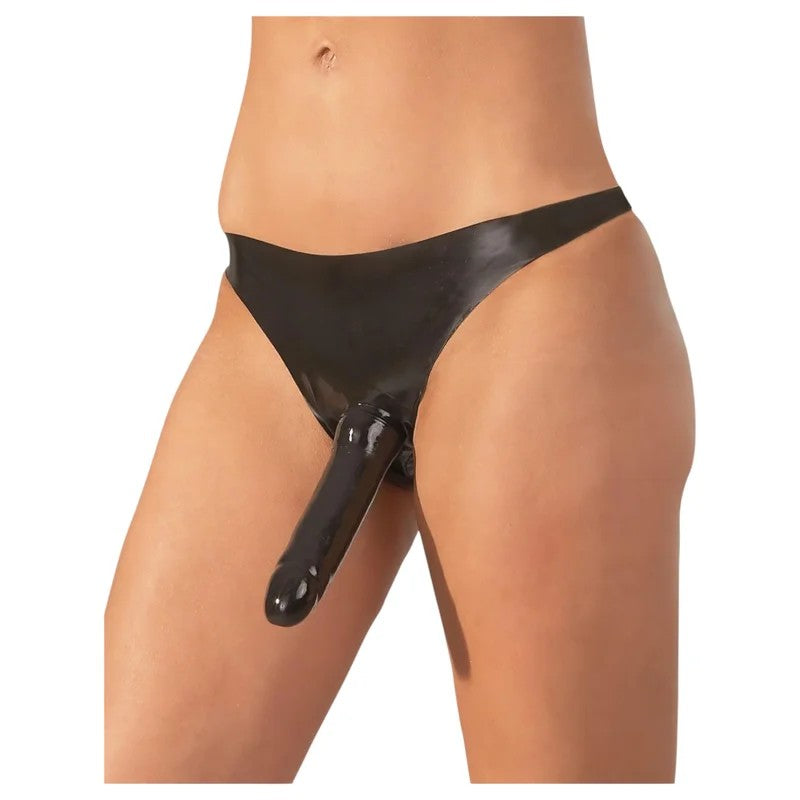 LATEX–SlipmitexternemDildo–schwarz(S-L)