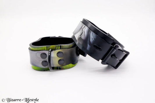 Latexfeetcuffsuniqueblack/brown/yellowlockable
