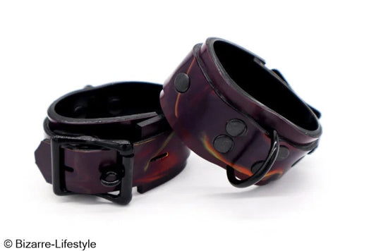 Latexhandcuffsuniqueblack/purple/yellowlockable