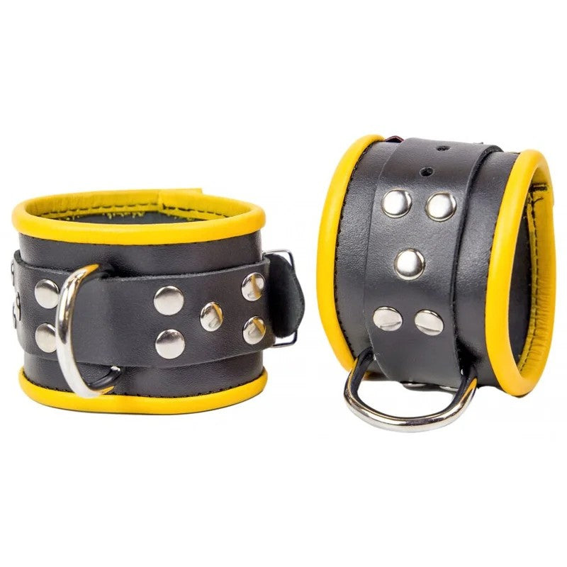 LeatherAnkleCuffsBlack-Yellow