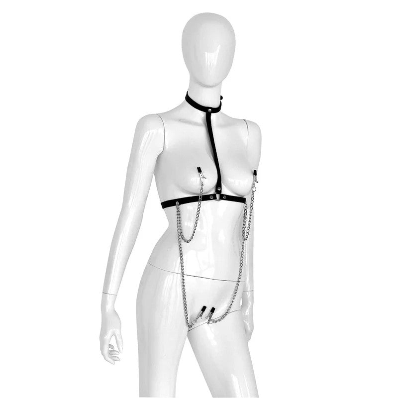 LeatherCollarChestwith4Clamps