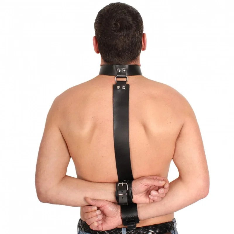 LeatherCollarWithIntegratedHandcuffs