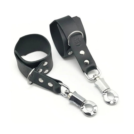 LeatherHandcuffsWithAnti-PanicSafetySnapHook