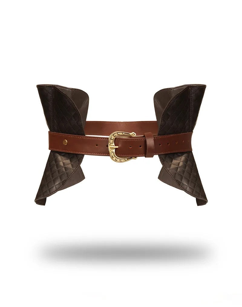 Lederkorsett–Schwarz,Braun&Gold