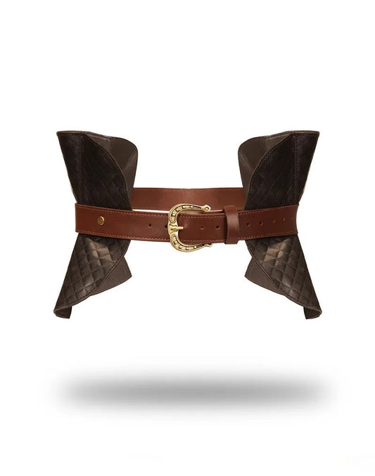 Lederkorsett–Schwarz,Braun&Gold
