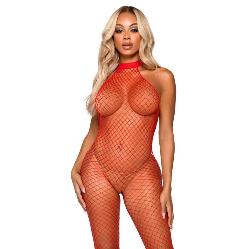 LEGAVENUE–LEFRIVOLEBODYSTOCKING–RACER-HALS,EINEGRÖSSEROT